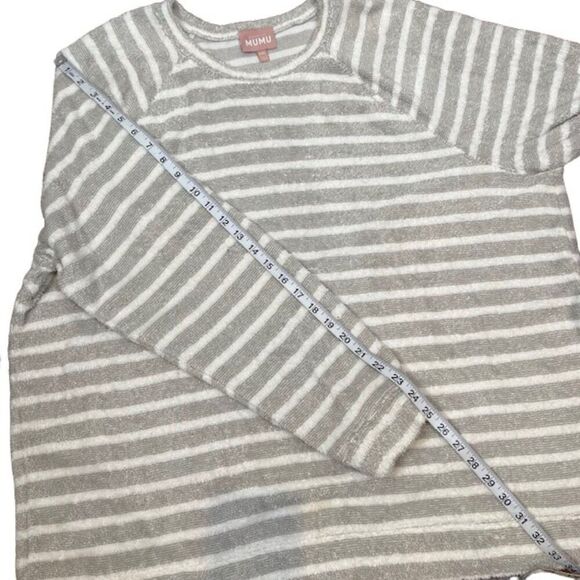 Show Me Your MuMu Sittin Around Snuggle Top Gray White Stripe Crewneck Size XXL - Picture 6 of 10